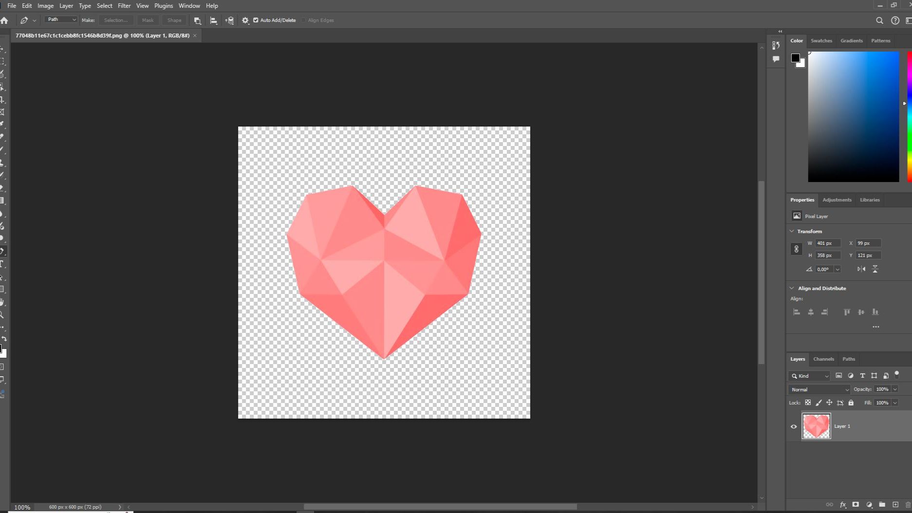 Как сделать картинку в формате PNG в Photoshop