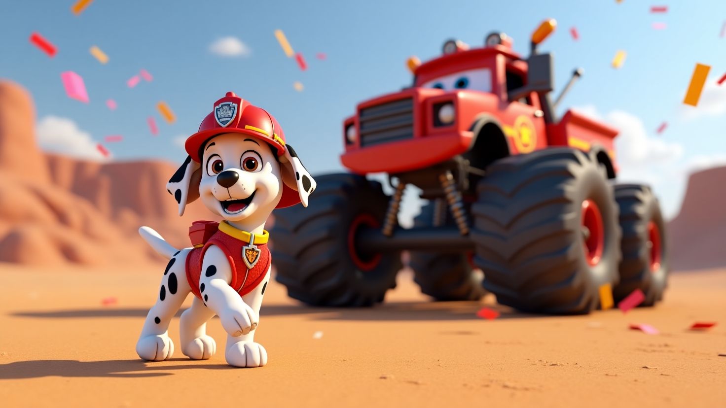 Щенячий патруль, Скай, Маршал, Эверест, Гончик, Крепыш и Зума на монстр траках смотреть онлайн