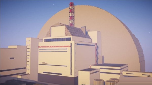 ЧАЭС В МАЙНКРАФТЕ С АРКОЙ НАД 4 ЭНЕРГОБЛОКОВ