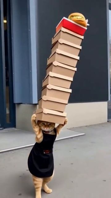 кот-курьер #cat #funny #прикольныекоты #веселыекоты #memes #коткурьер #ии #ai #aivideo