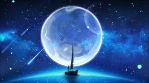 Фэнтези футаж // луна, море, лодка, звездопад