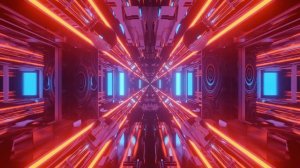 Кибер-панк интерьер с неоновым освещением // Футаж