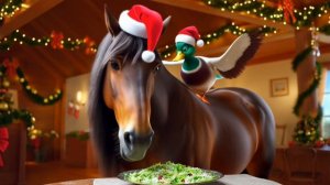 Утка мандаринка поздравляет с наступающим новым годом 🎄Год красной огненной лошади 2026