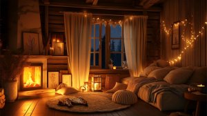 Уютный вечер в тёплой комнате 🔥 Огни, камин и спокойная атмосфера