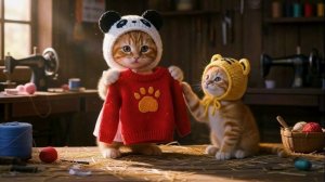 Как котики учились одежду делать