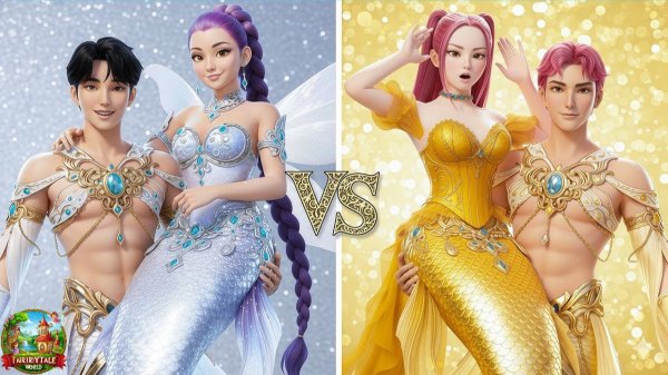 KPop Demon Hunters Пара золотых и Серебряных русалок From Huntrix vs Saja Boys