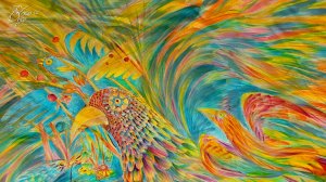 "Райская птица" платок с ручной росписью в наличии