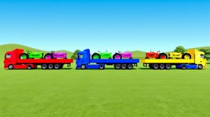 Разноцветные Машинки и Трактора для Детей! Мультики про Машинки и Грузовики! Катаемся и Прыгаем!