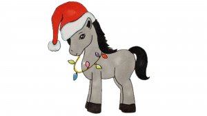 Как нарисовать Лошадку в шапке Деда Мороза символ 2026 года