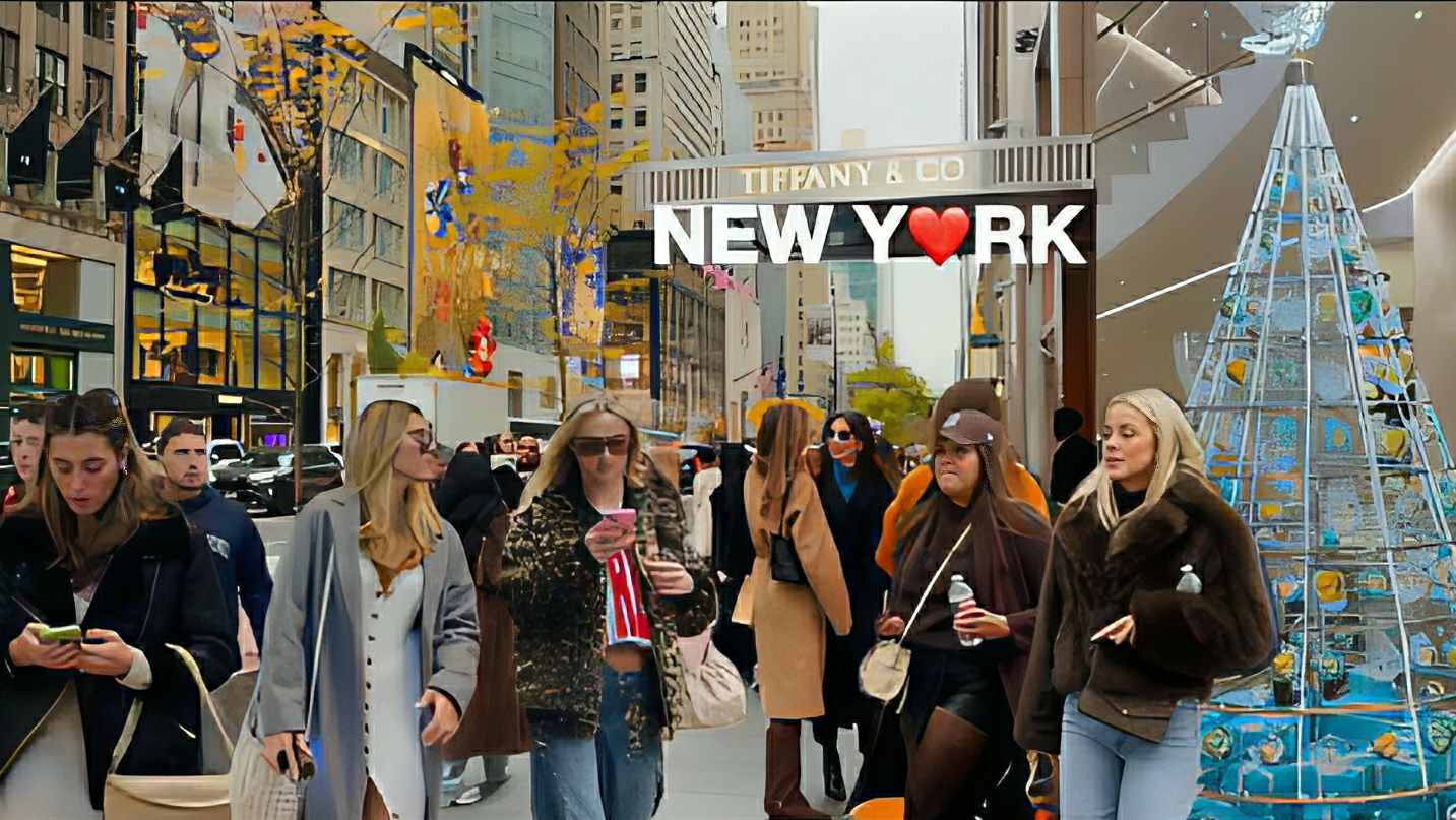 Празничная прогулка по Нью-Йорку. Рождественский Нью-Йорк. Улицы и магазины Tiffany и Chanel смотреть онлайн