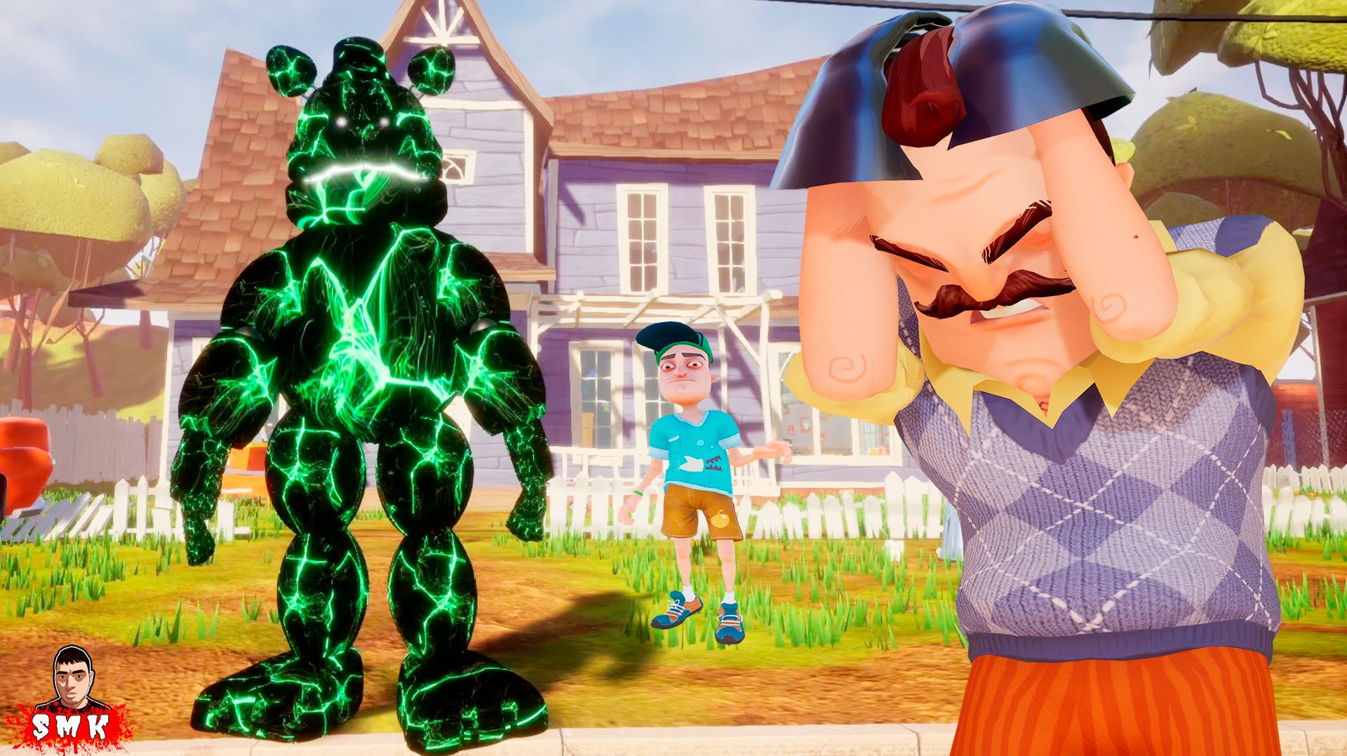 ШОУ ПРИВЕТ СОСЕД!ХЭЛЛОУИНСКИЙ ФРЕДБЕР ИЗ ФНАФ!ИГРА HELLO NEIGHBOR ПРОХОЖДЕНИЕ МОДА FREDBEAR RUNAWAY! смотреть онлайн