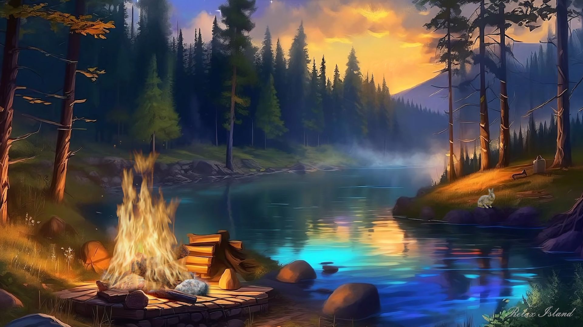 КРАСИВАЯ УСПОКАИВАЮЩАЯ МУЗЫКА ДЛЯ ДУШИ И КОСТЕР НА БЕРЕГУ 🎵 РАССЛАБЛЯЮЩАЯ МУЗЫКА ДЛЯ СНА У ОЗЕРА смотреть онлайн