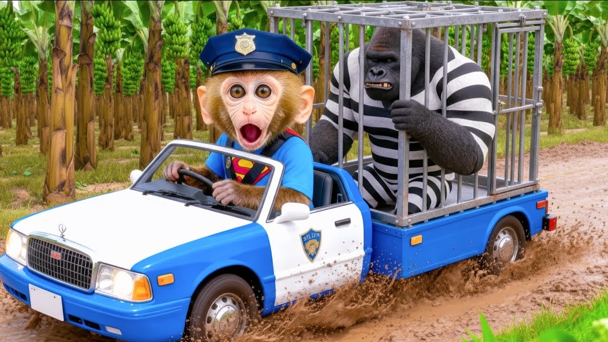 Мультики для детей, обезьянка поймала воришку бананов, мультфильм детям/мультики смотреть онлайн