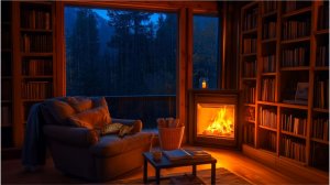 Тихий вечер у камина 🔥 Уют, книги и дождь за окном