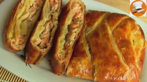 Пирог с рыбой из слоёного теста