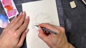 Пион ручкой. Базовые техники рисования цветов  Часть 1