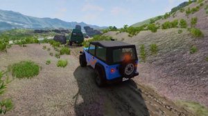 Переправа через крутую речку на транспорте в BeamNG Drive