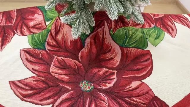 Юбка для декорирования основания ёлки БУКЕТ ПУАНСЕТТИЙ, текстиль, 100 см, XNA17000771-1