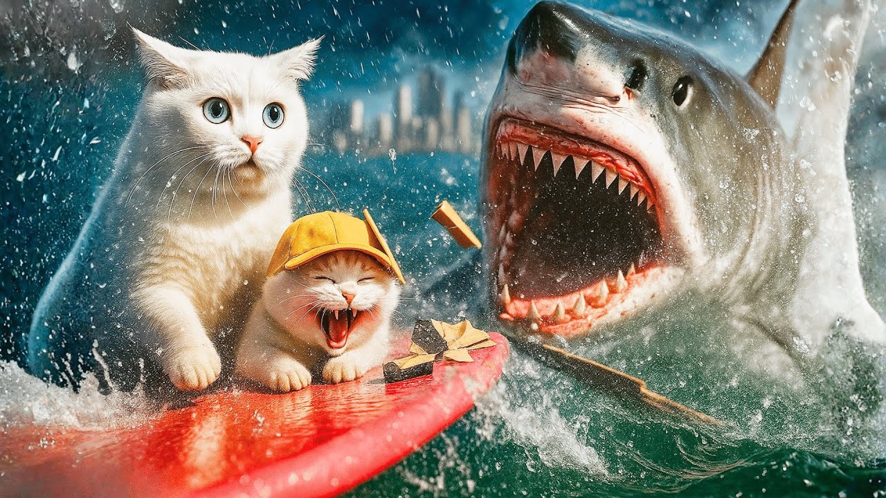 Мультики для детей, котики и акула на море, мультфильм/мультик смотреть онлайн