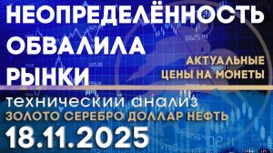 Обвал рынка - результат неопределенности. Анализ рынка золота, серебра, нефти, доллара 18.11.2025 г