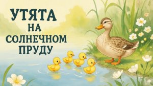 Мультфильм для детей. Уточка и утята на солнечном пруду