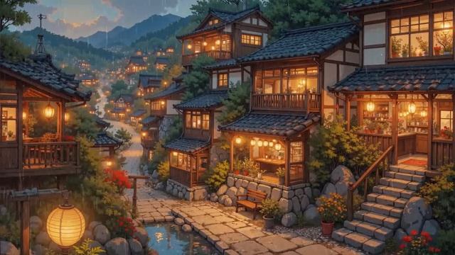 Peaceful Kyoto Rain Village Lofi Beats For Study Relax Traditional Japan Night Ambience