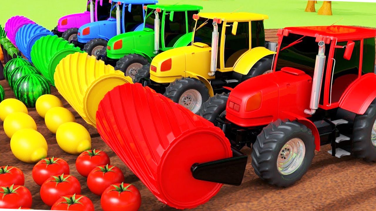Мультики для детей. Сбор фруктов и овощей с трактором. Смотреть онлайн мультики для малышей смотреть онлайн