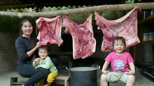 Готовлю животный жир из большого куска свинины, что бы продать на местном рынке. Жизнь во Вьетнаме