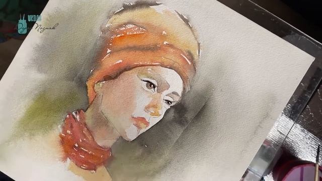 Портрет акварелью. Рисуем акварелью поэтапно.