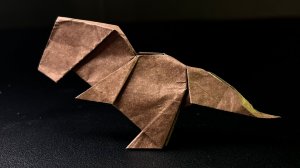 Оригами детеныш тираннозавра из бумаги - обучение | Как сделать из бумаги динозавра оригами