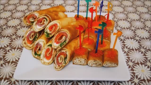 ЗАКУСКИ на ПРАЗДНИЧНЫЙ стол ЗАКУСКИ на НОВОГОДНИЙ стол Закуска БЛИНЫ с КРАСНОЙ рыбой и икрой смотреть онлайн