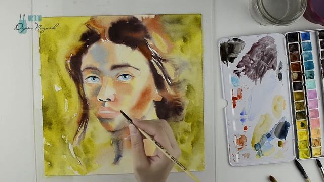 Портрет акварелью. Уроки акварель. смотреть онлайн
