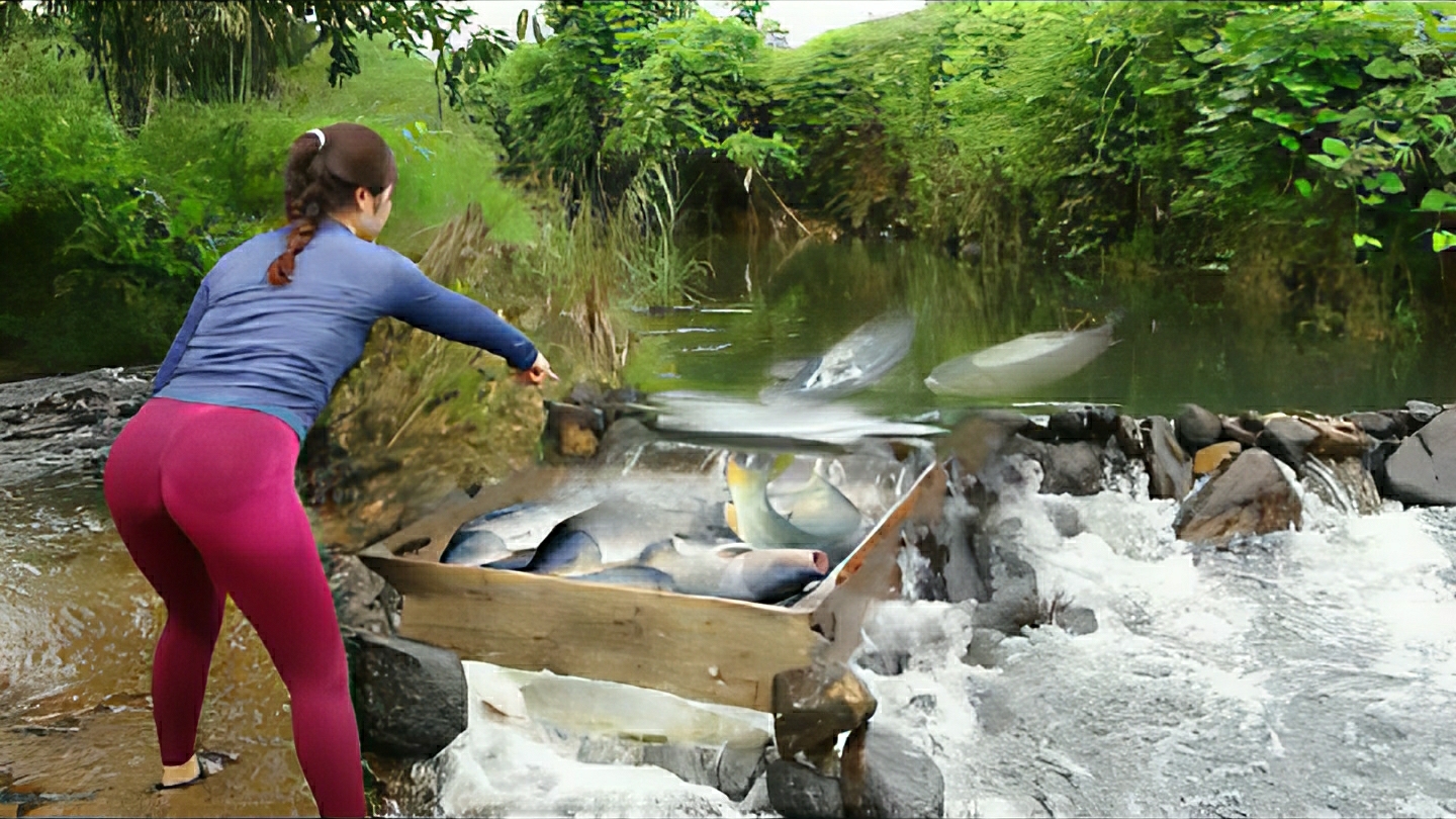 Интересная ловушка для ловли речной рыбы, позволяющий легко ловить много крупной рыбы. Вьетнам смотреть онлайн