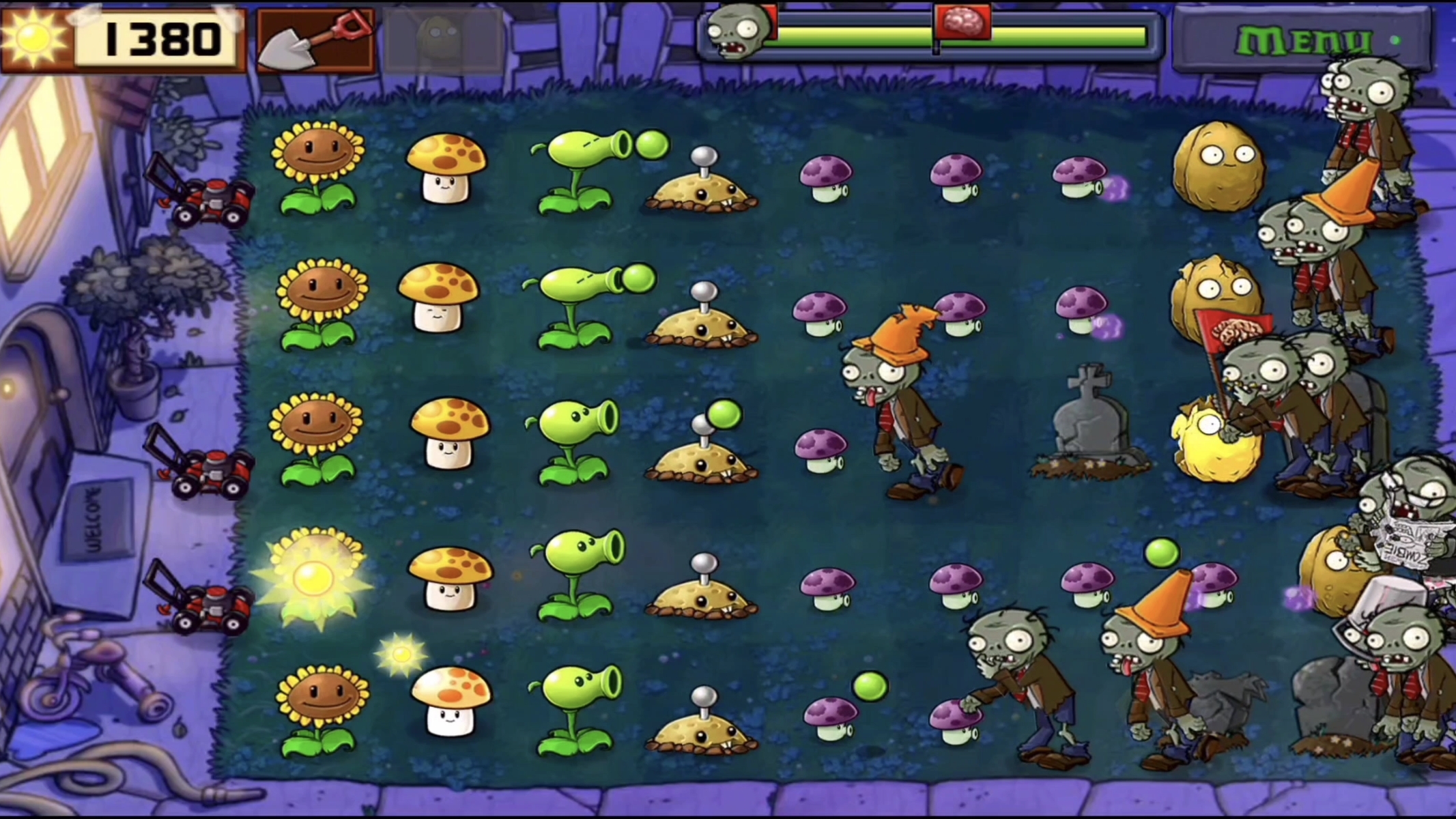 Зомби против растений. Ночь. 2 уровень смотреть онлайн