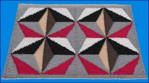 Коврик из полипропиленовой пряжи тунисским крючком. Часть 1.