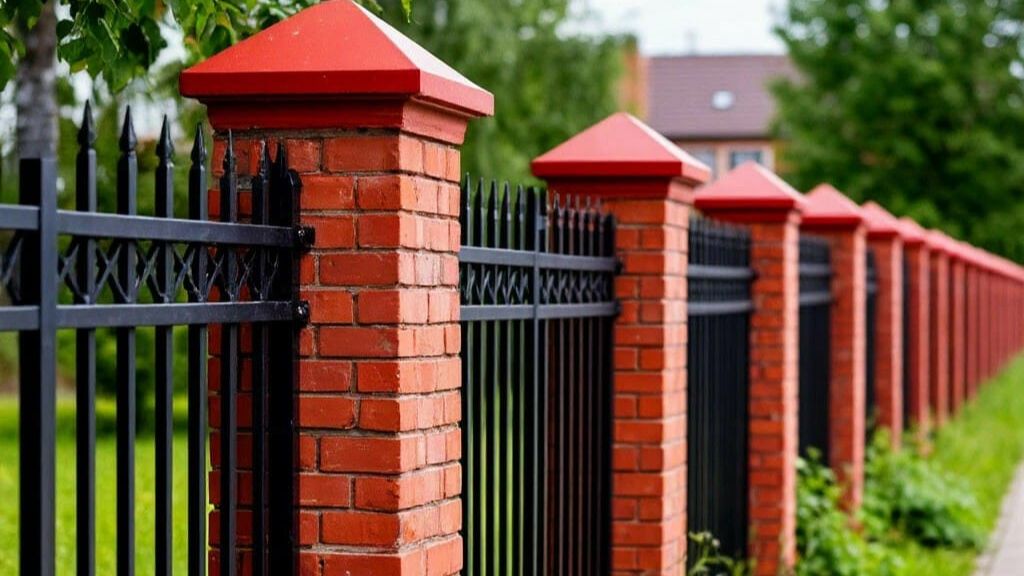 Одеваем металлические колпаки на кирпичные столбы забора. смотреть онлайн