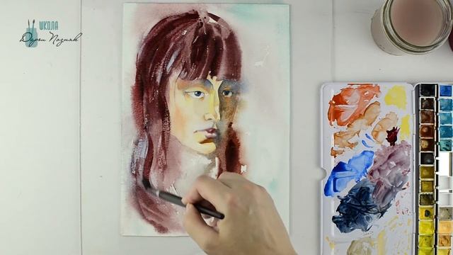 Акварель портрет. Уроки акварели. смотреть онлайн