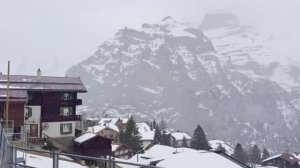 Сильный снегопад в швейцарской горной деревушке 🇨🇭❄️ Мюррен, Швейцария