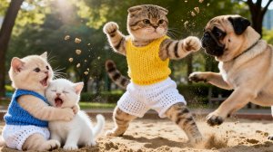 Мультики для детей, котик защищает своих друзей от собачки, мультфильм детям/мультики