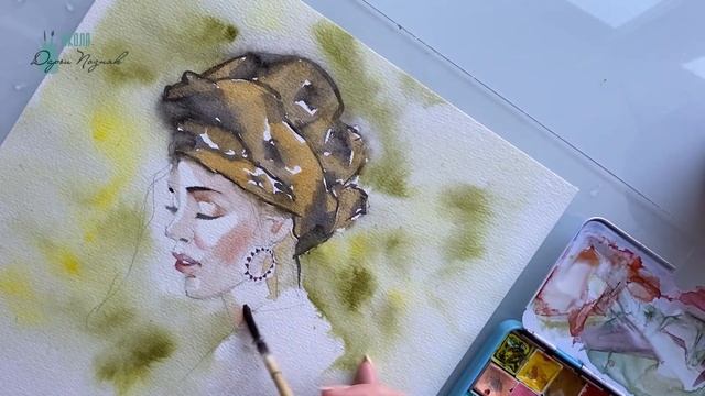 Акварельный портрет. Рисую портрет. смотреть онлайн
