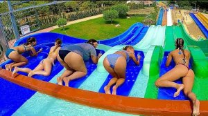 Синхронный спуск по водяной горке. Аквапарк Испания