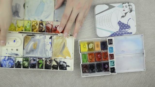 Мой набор акварели! Коробка для акварели 17цветов!