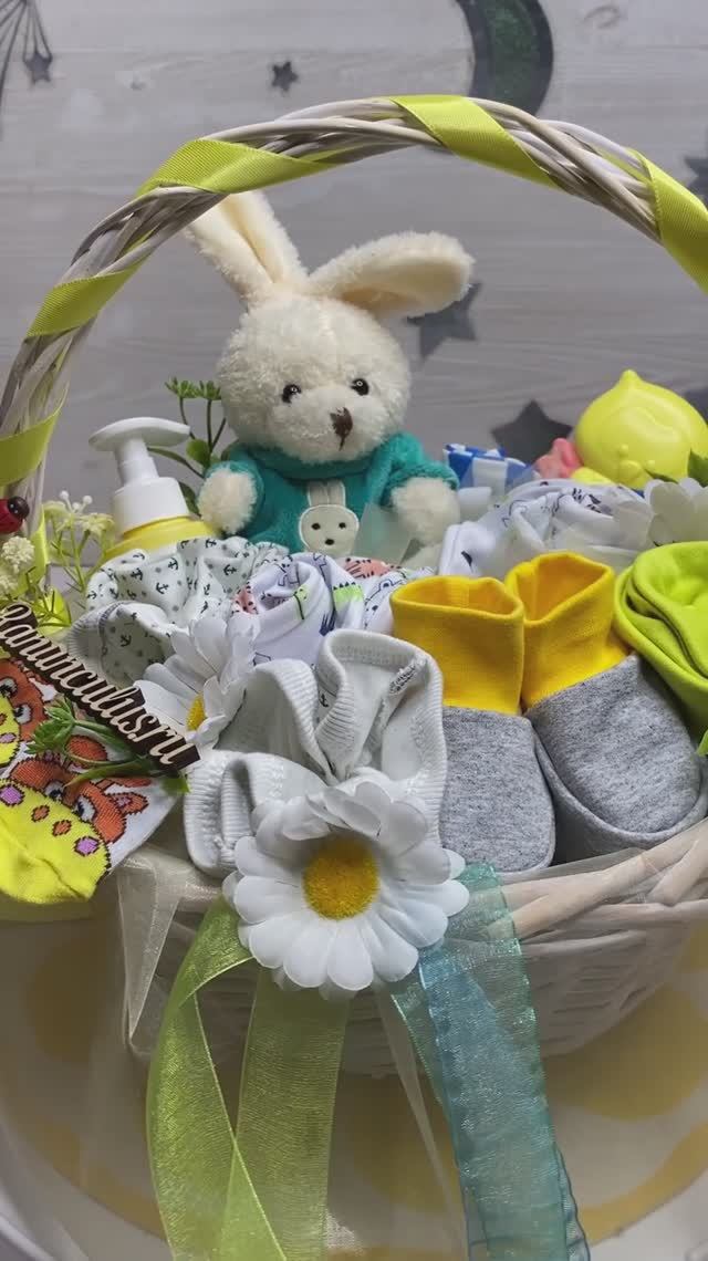 Подарочная корзина с детской одеждой для новорожденного смотреть онлайн