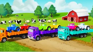 МУЛЬТИКИ ПРО РАЗНОЦВЕТНЫЕ ТРАКТОРЫ И ГРУЗОВИКИ НА ФЕРМЕ ДЛЯ ДЕТЕЙ 🚜🚜 МАШИНКИ МУЛЬТИКИ