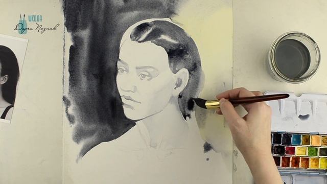 Портрет акварелью. Как рисовать портрет. смотреть онлайн