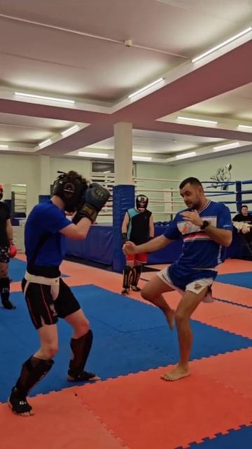 Финт через Лоу кик. Кикбоксинг