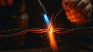 Соединение проводов пайкой с помощью газовой горелки