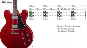 Oozing Blues Funk Guitar Backing Track in Gm