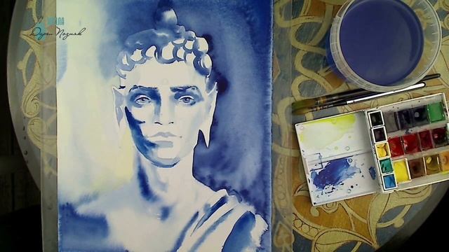 Как нарисовать портрет. Будда акварелью.