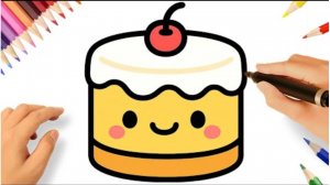 КАК НАРИСОВАТЬ ОЧЕНЬ ПРОСТОЙ КАВАИЙНЫЙ КРАСИВЫЙ ТОРТ  🍰🍓